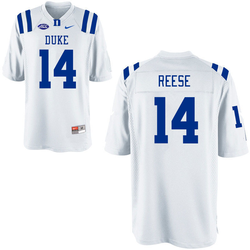 Men #14 Michael Reese Duke Blue Devils College Football Jerseys Stitched-White